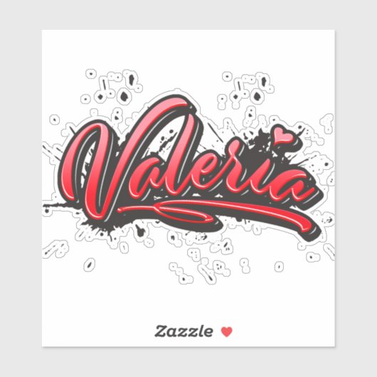 Valeria red Heart Graffiti Aufkleber Sticker シール (シート)
