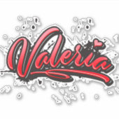 Valeria red Heart Graffiti Aufkleber Sticker シール (正面)