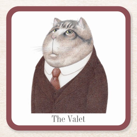 VALET CAT スクエア型紙コースター + テキスト スクエアペーパーコースター (正面)