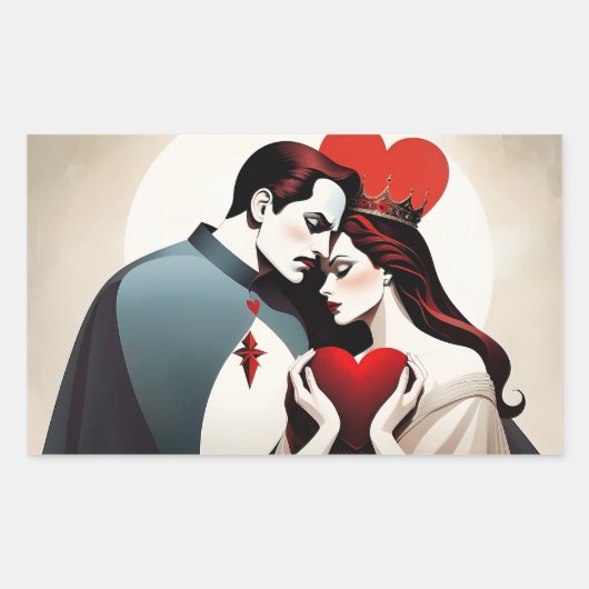 Valet et reine de cœur 長方形シール (正面)