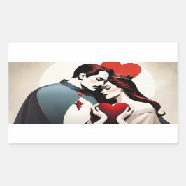 Valet et reine de cœur 長方形シール