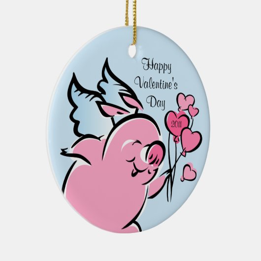 Valetineのブタのパーソナライズなオーナメント セラミックオーナメント (右)
