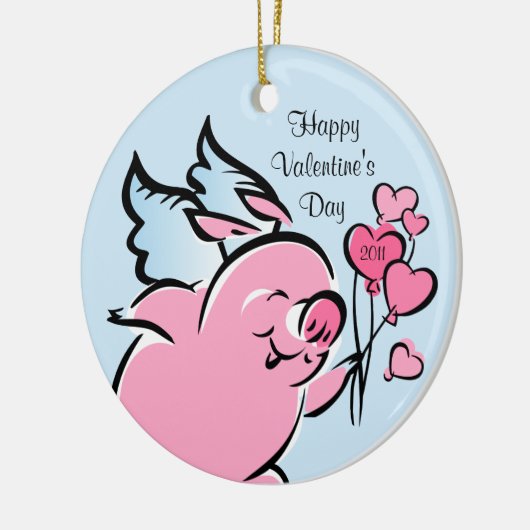 Valetineのブタのパーソナライズなオーナメント セラミックオーナメント (左)