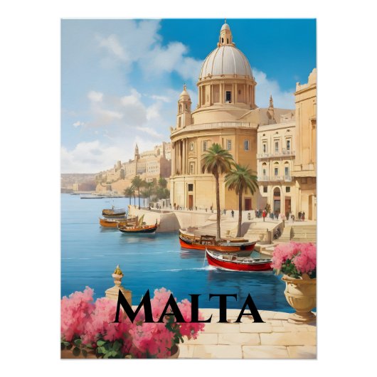 Valetta Malta Travel Poster ポスター (正面)