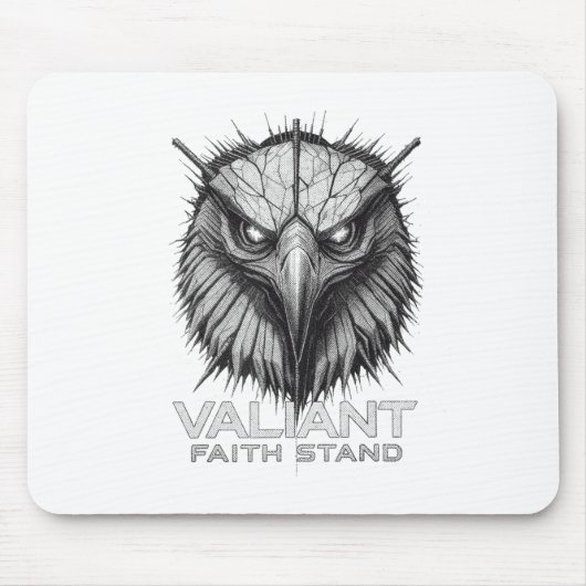 Valiant Faith Stand Eagle Christian Courage Streng マウスパッド (正面)