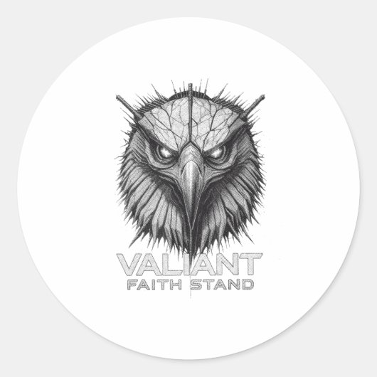 Valiant Faith Stand Eagle Christian Courage Streng ラウンドシール (正面)