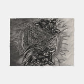 Valknutの記号およびオオカミ フリースブランケット (正面(横))