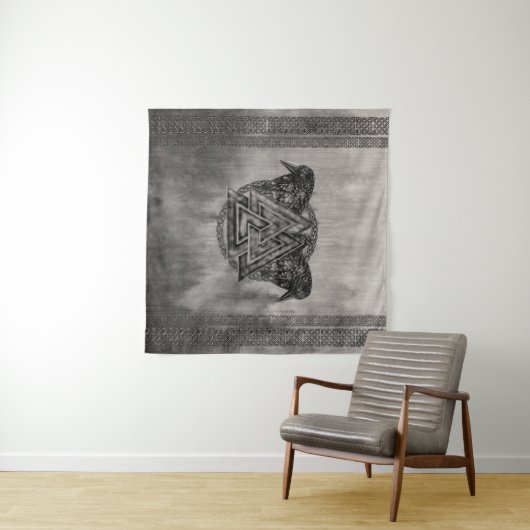 Valknutの記号およびワタリガラス タペストリー (インサイチュ(横))