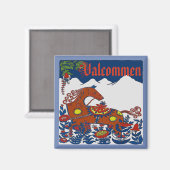 Valkomen,スウェーデン,編集文字 マグネット (正面/裏面)
