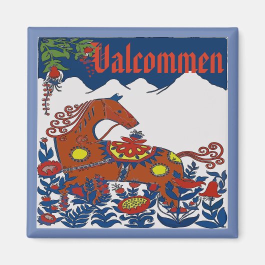 Valkomen,スウェーデン,編集文字 マグネット (正面)