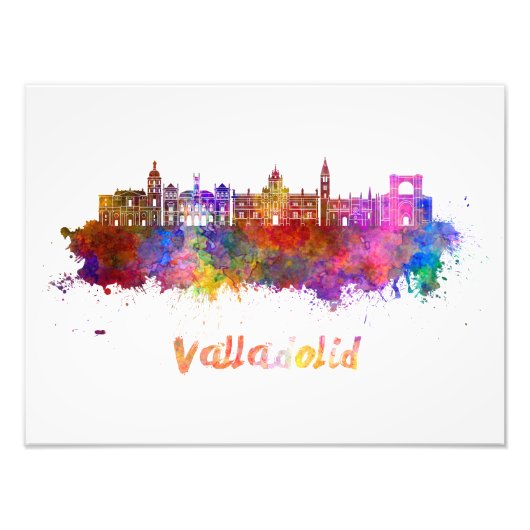 Valladolid skyline in watercolor フォトプリント            (正面)