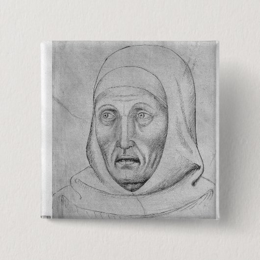 Vallardiのアルバムからの修道士の頭部、 缶バッジ (正面)