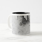 Vallardiのアルバムからの14羽の白鷺、 ツートーンマグカップ (正面左)