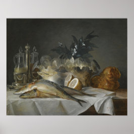 Vallayer-Coster - Still Life With Mackerel, Bread ポスター