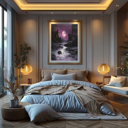 Valle Lunar con Tortuga: Nocturno Surrealista ポスター