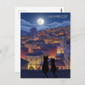 Valparaiso Chile cats at Night ポストカード (正面/裏面)