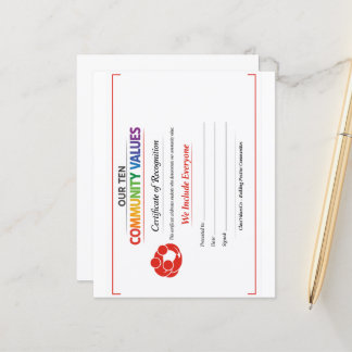 Value Inclusion Certificate 4.5x 5.6 Paper Sheet