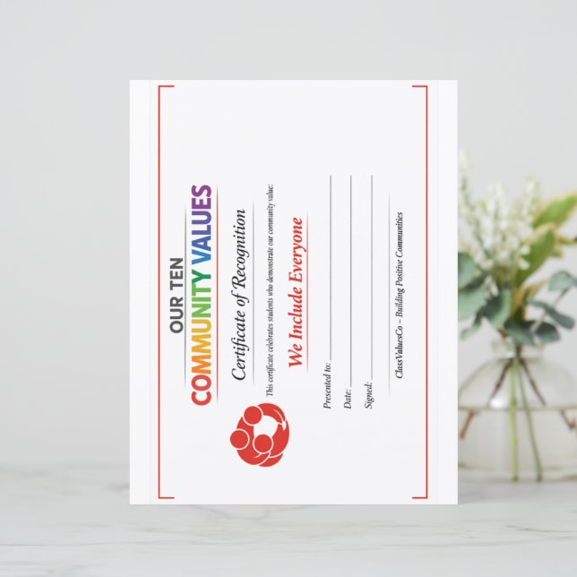 Value Inclusion Certificate Letterhead Paper Sheet (スタンド正面)