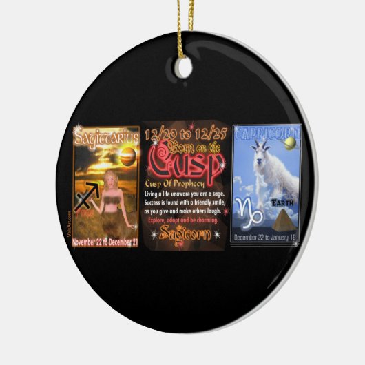 Valxartの(占星術の)十二宮図の先端の射手座の山羊座 セラミックオーナメント (左)