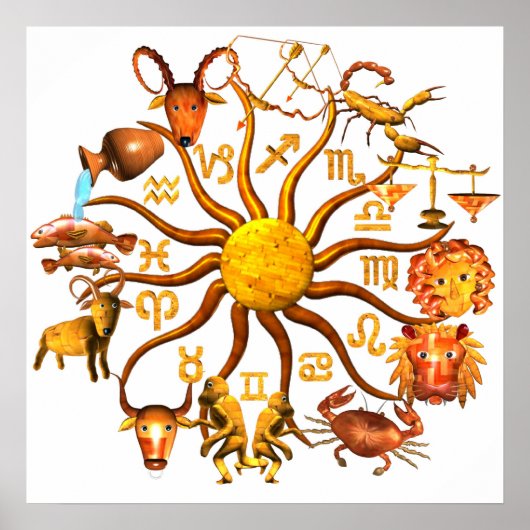 ValxArt木材〔占星術の〕十二宮図ホイールのライフポスター ポスター (正面)