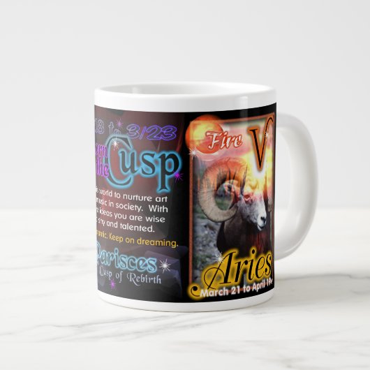 Valxart著魚類の牡羊座の(占星術の)十二宮図の先端 ジャンボコーヒーマグカップ (正面右)