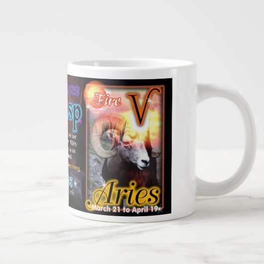 Valxart著魚類の牡羊座の(占星術の)十二宮図の先端 ジャンボコーヒーマグカップ (右)