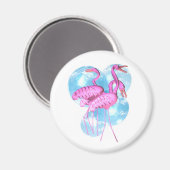 Valxart Three Pink flamingoが水中に立つ マグネット (正面/裏面)
