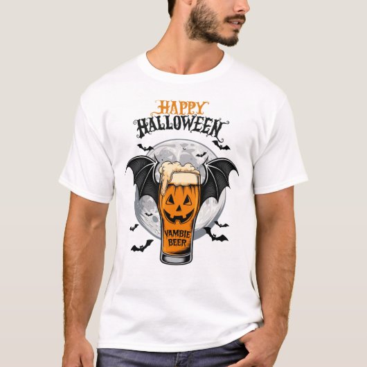 Vambier BeerハロウィーンTシャツ。フード付きスウェットシャツ.スウェット – シャツ。 Tシャツ (正面)