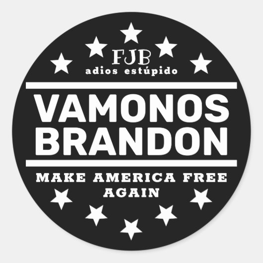 Vamonos Brandon IIブラックラウンドクラシックステッカー ラウンドシール (正面)