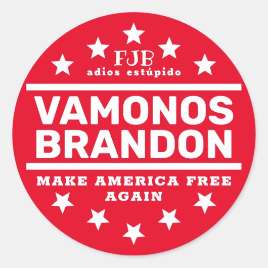 Vamonos Brandon IIレッドクラシックラウンドステッカー ラウンドシール (正面)