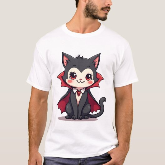 Vampire Cat � Cute Halloween Pet Tee Tシャツ (正面)
