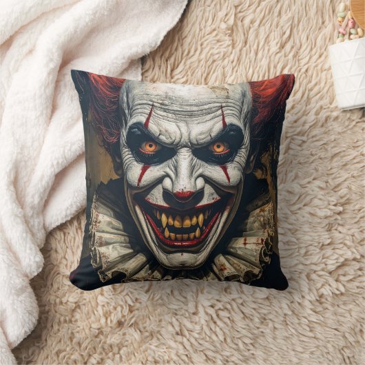 Vampire Clown Halloween Throw Pillow クッション (ブランケット)