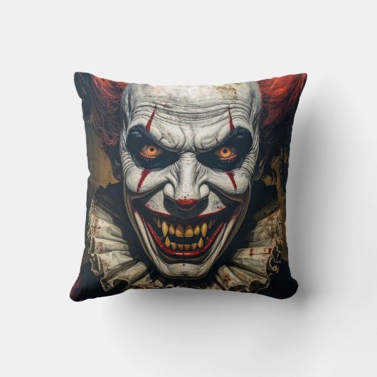 Vampire Clown Halloween Throw Pillow クッション (裏面)