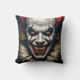 Vampire Clown Halloween Throw Pillow クッション