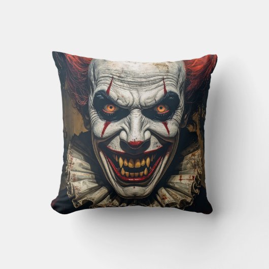Vampire Clown Halloween Throw Pillow クッション (正面)