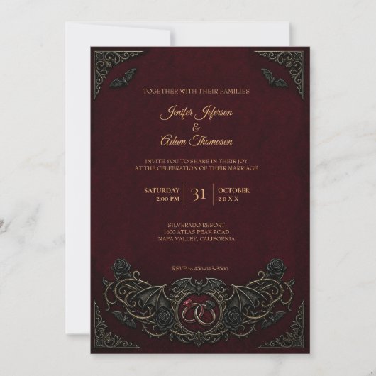 Vampire Gothic Halloween Wedding Invitation 招待状 (正面)