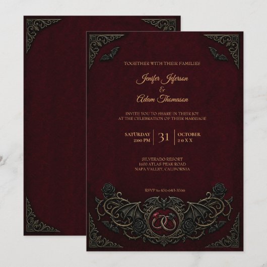 Vampire Gothic Halloween Wedding Invitation 招待状 (正面/裏面)