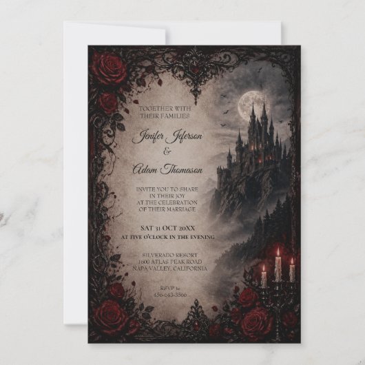 Vampire Gothic Halloween Wedding Invitation 招待状 (正面)
