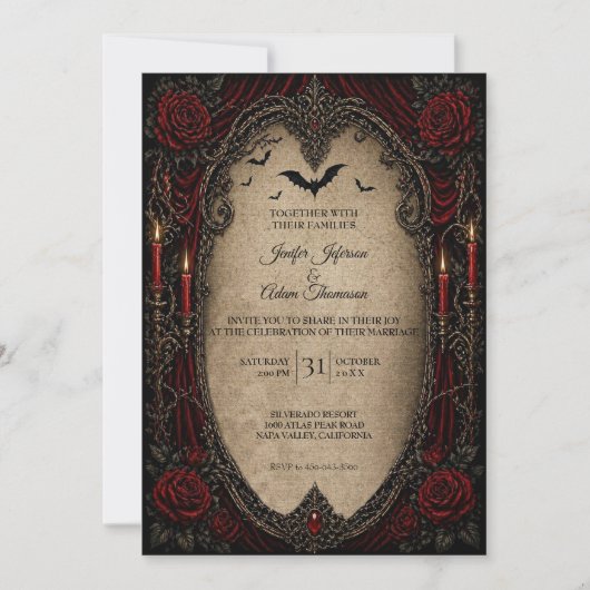 Vampire Gothic Halloween Wedding Invitation 招待状 (正面)