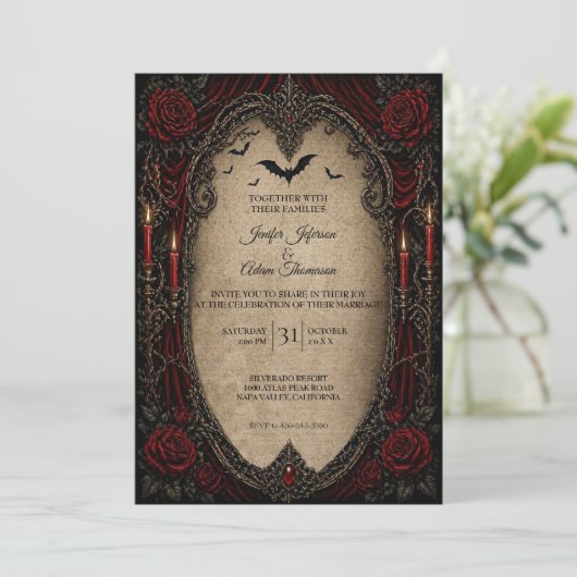 Vampire Gothic Halloween Wedding Invitation 招待状 (スタンド正面)
