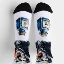 Vampire Halloween Socks Gothic Red Black Crew ソックス