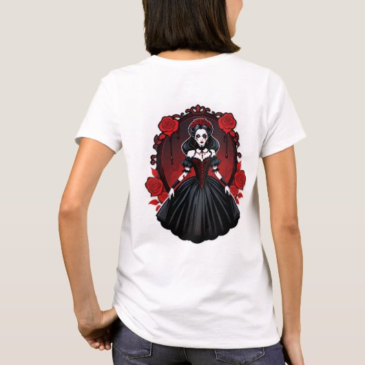 Vampire Queen Aesthetic – Elegant Gothic Halloween Tシャツ (裏面)