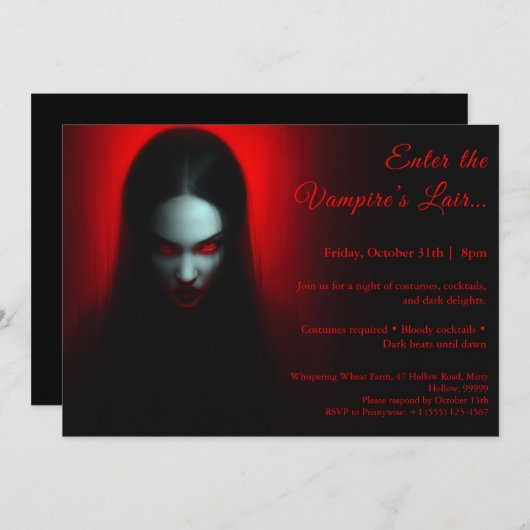 Vampire Queen – Halloween Costume Party Invitation 招待状 (正面/裏面)