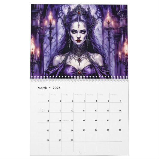 Vampire Realms – Gothic Fantasy Art Calendar 2026 カレンダー (3月 2026)