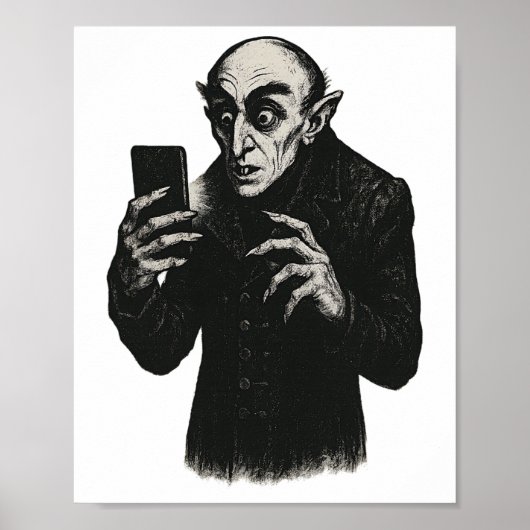 Vampire Smartphone Nosferatu Selfie Count Orlok Ha ポスター (正面)