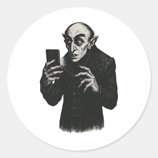 Vampire Smartphone Nosferatu Selfie Count Orlok Ha ラウンドシール (正面)