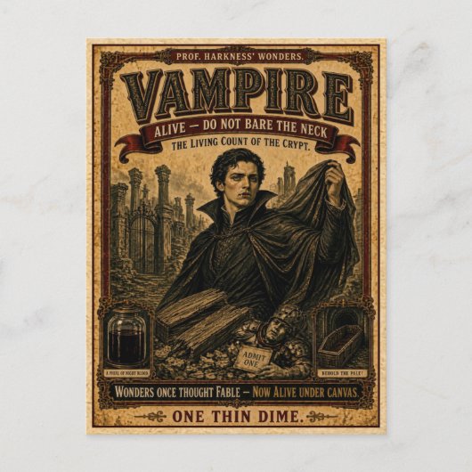 Vampire, Vintage Circus Monster ポストカード (正面)