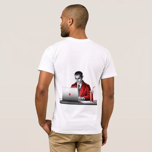 Vampire Working from Home - Funny Tech Horror Tシャツ (裏面フル)