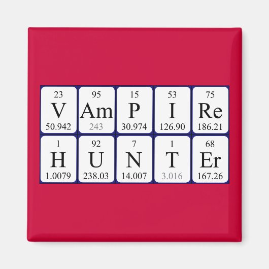VampireHunter周期テーブルフレーズ磁石 マグネット (正面)