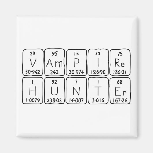 VampireHunter周期テーブルフレーズ磁石 マグネット (正面)